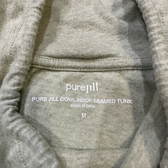 Size Medium Pure Jill cowl-neck seamed tunic pale green with drawstring - Picture 5 of 8